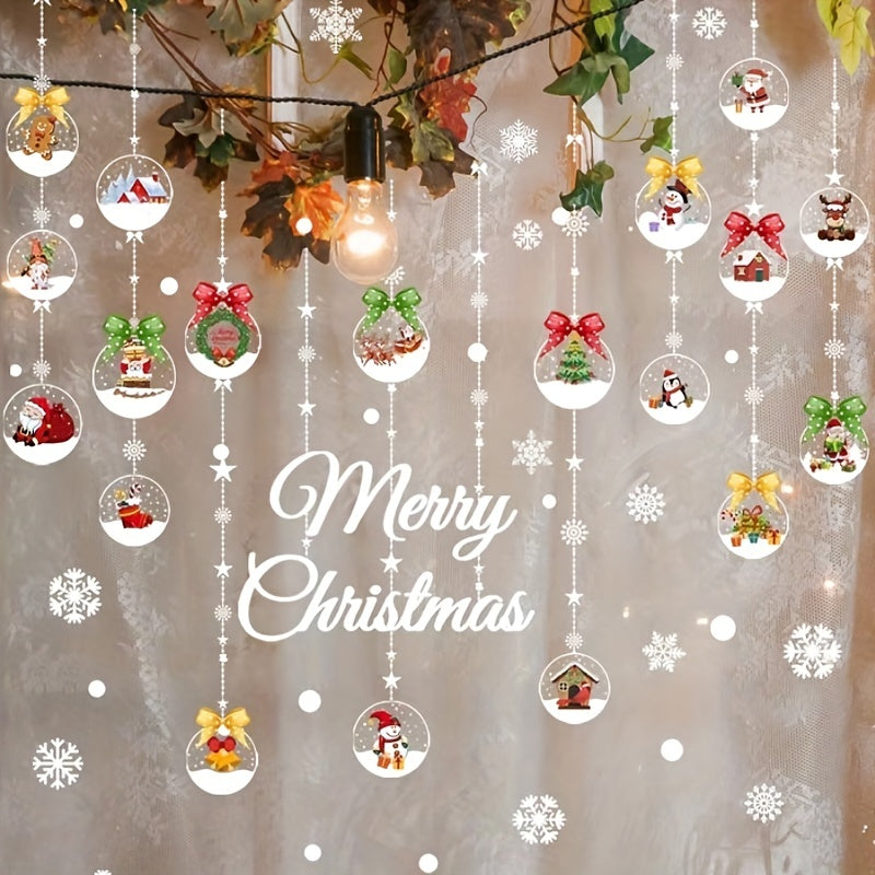 Santa Claus Snowflake Wall Sticker Home Decoration 30x80CM