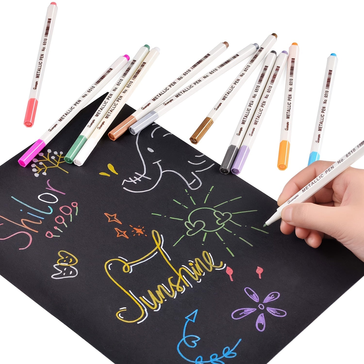 12pc Metallic Marker Pens for Paper Art Rock Painting