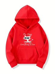 Funny Cat Graphics Girls' Long Sleeve Casual Hoodie Sweatshirt
