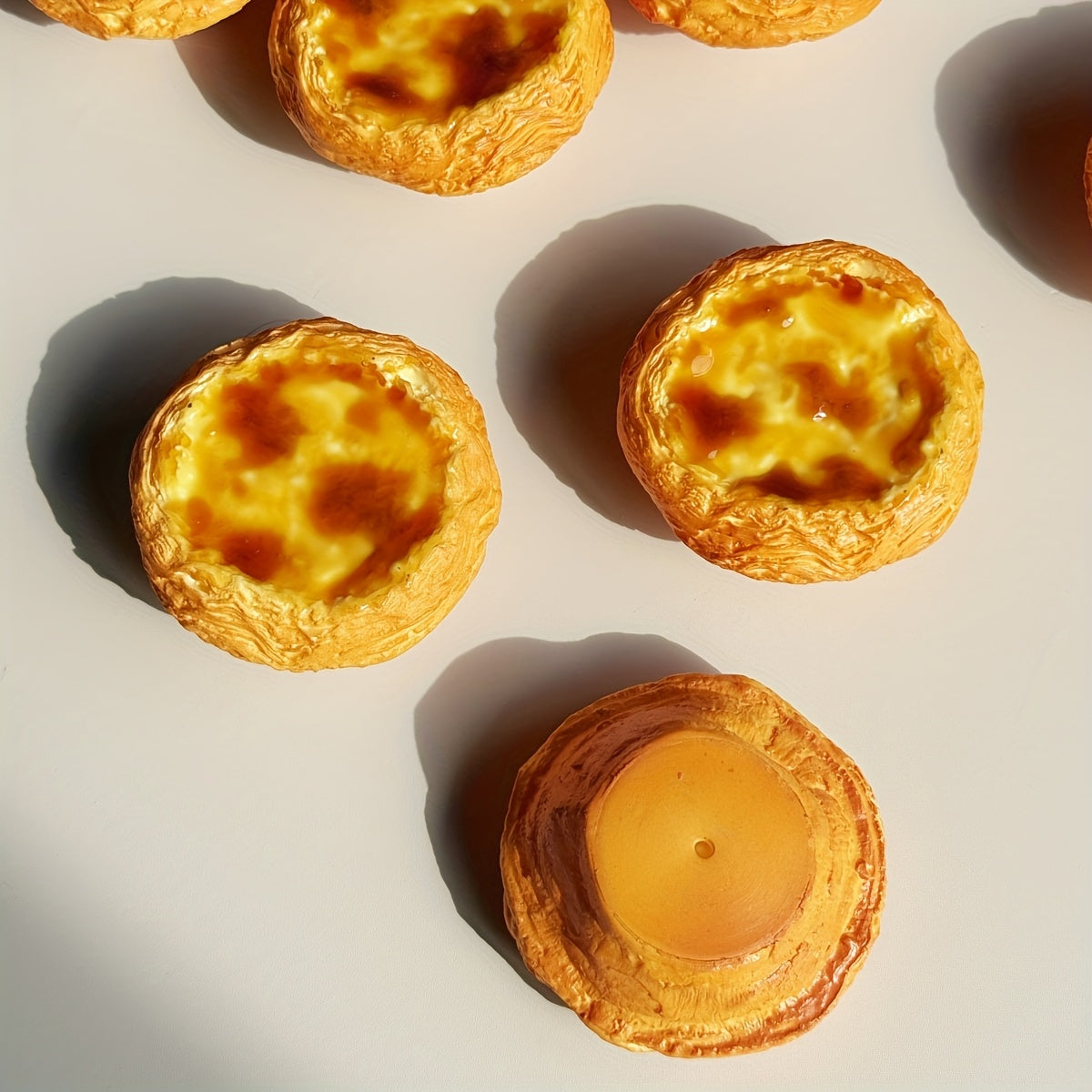 Realistic Egg Tart PVC Food Model Display Party Decor Photography Props Yellow