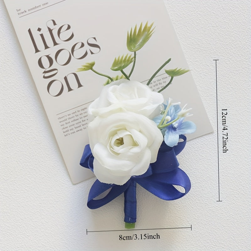 Men Wedding Boutonniere Set Groom & Groomsmen Prom Corsage