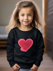 Girls Heart Pattern Crew Neck Sweatshirt For Spring Fall Christmas Gift