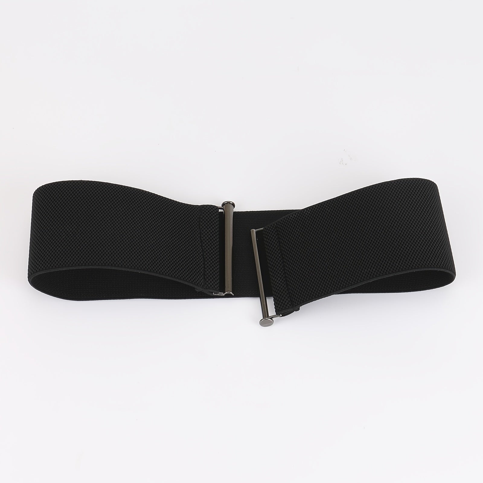Women Elastic Waist Belt Metal Buckle Solid Wide Corset Belt