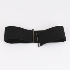 Women Elastic Waist Belt Metal Buckle Solid Wide Corset Belt