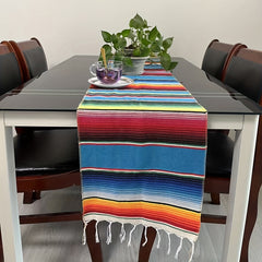 Rainbow Mexican Table Runner Tassel Ethnic Style TV Cabinet Doily Decorative Cov