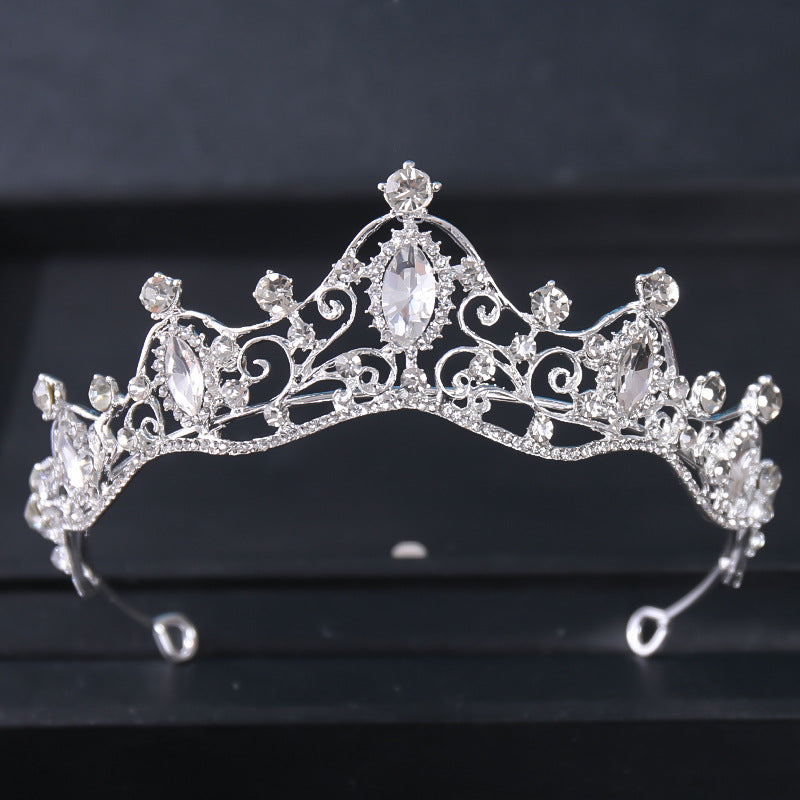Silvery Crystal Tiara Crown for Women Girls Prom Quinceanera Hair Accessories
