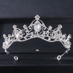 Silvery Crystal Tiara Crown for Women Girls Prom Quinceanera Hair Accessories