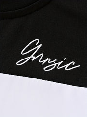 Kids Block T shirt Letter Print Short Sleeve Top