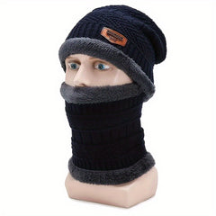 Winter Beanie Hat & Scarf Set Velvet Thickened Warm Knitted Hat