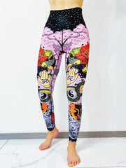 Cartoon Myth Print Yoga Pants High Waist Slim Ankle Length Pants