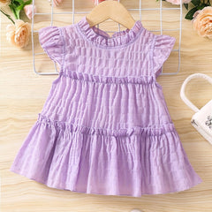 Girls Sleeveless Ruffle Collar Peplum Blouse Top For Vacation