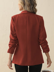 Solid Open Front Blazer Lapel Long Sleeve Blazer For Office & Work