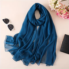 Solid Gauze Scarf Hijab Breathable Thin Shawl Women Casual