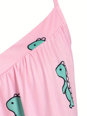 Dinosaur Print V Neck Cami Sleep Dress