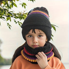 Kids Winter Knitted Hat & Scarf Set, Ages 4-10