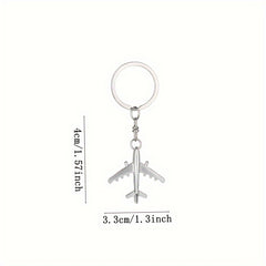 Stainless Steel Aircraft Model Keychain Keyring Bag Pendant Ornament