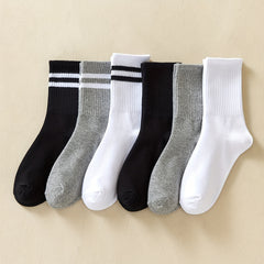 6 Pairs Boys Plain Crew Socks Comfortable Kids Accessories