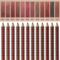 12pcs Matte Lip Liner Pen Natural Nude Smooth Lip Makeup