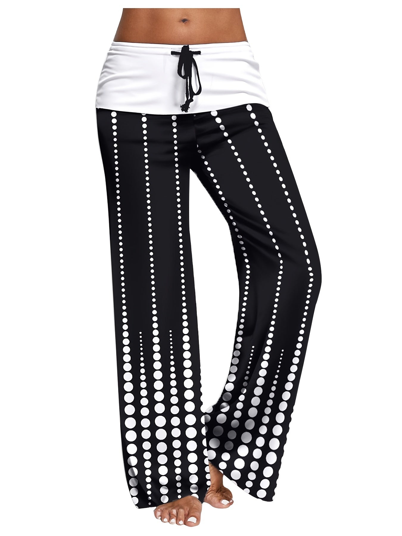 Floral Print Drawstring Wide Leg Pants