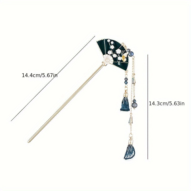 Vintage Tassel Hairpin Chinese Style Fan Hairpin Women Girls Casual