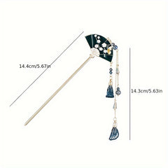Vintage Tassel Hairpin Chinese Style Fan Hairpin Women Girls Casual