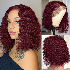Burgundy Lace Front Wig 180 Density 99J Bob Wig Human Hair 13x4