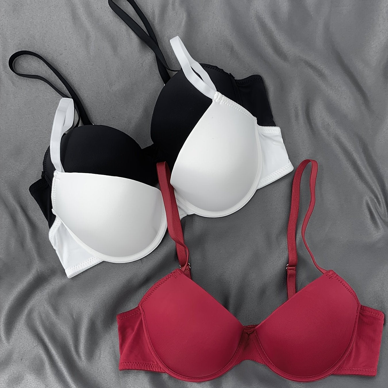 3 Pack Push Up Stretch Everyday Bra Comfy T shirt Intimates Bra