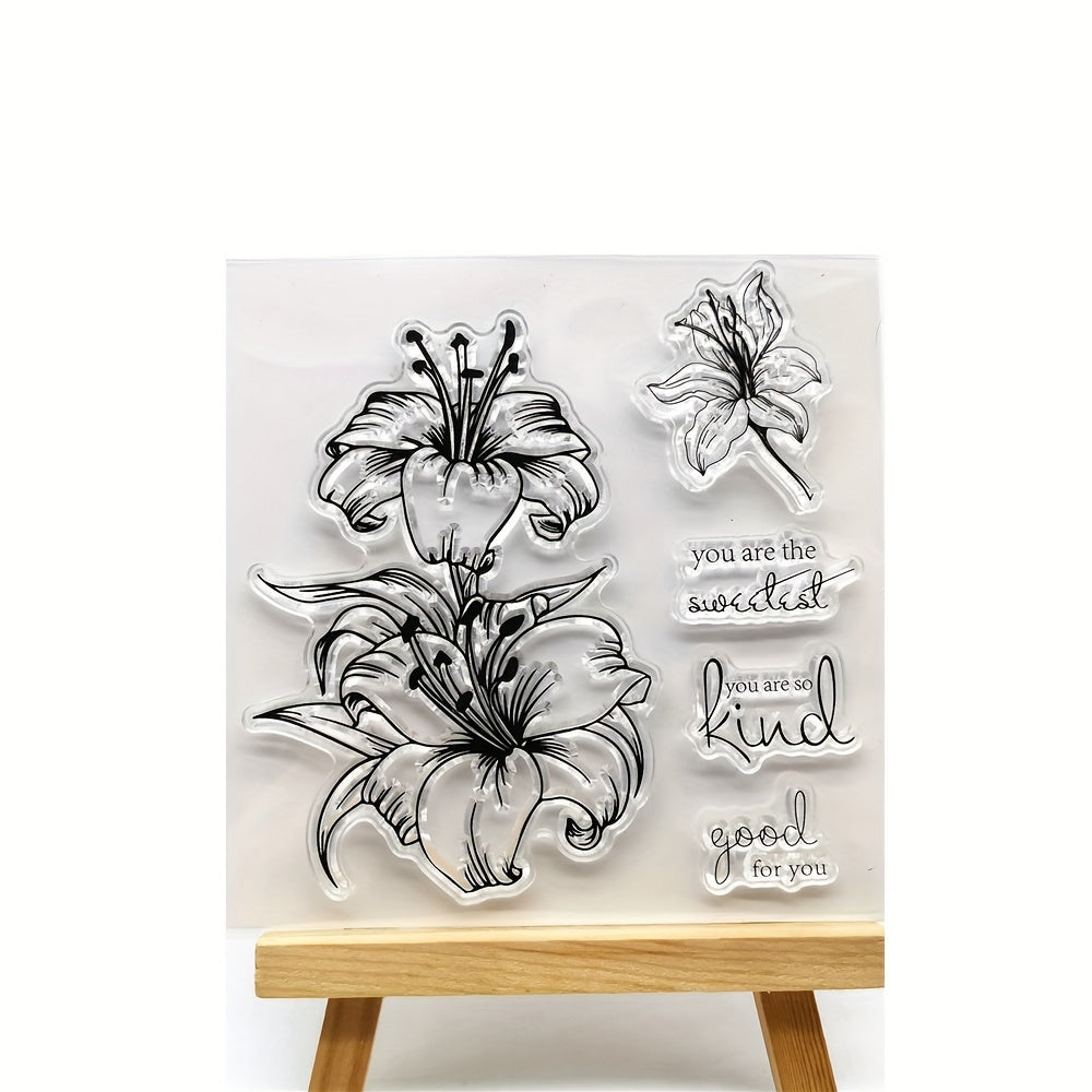 1pc Lily Flower Clear Stamps Transparent Stamp DIY Craft Making Greeting Card
