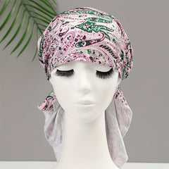 Boho Paisley Print Turban Hat Soft Bandana Headscarf Head Wraps for Women