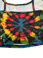Tie Dye Crop Cami Top Crew Neck Summer Sleeveless Women's Clothing