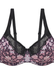 Contrast Lace Floral Print Bra Sexy Bralette
