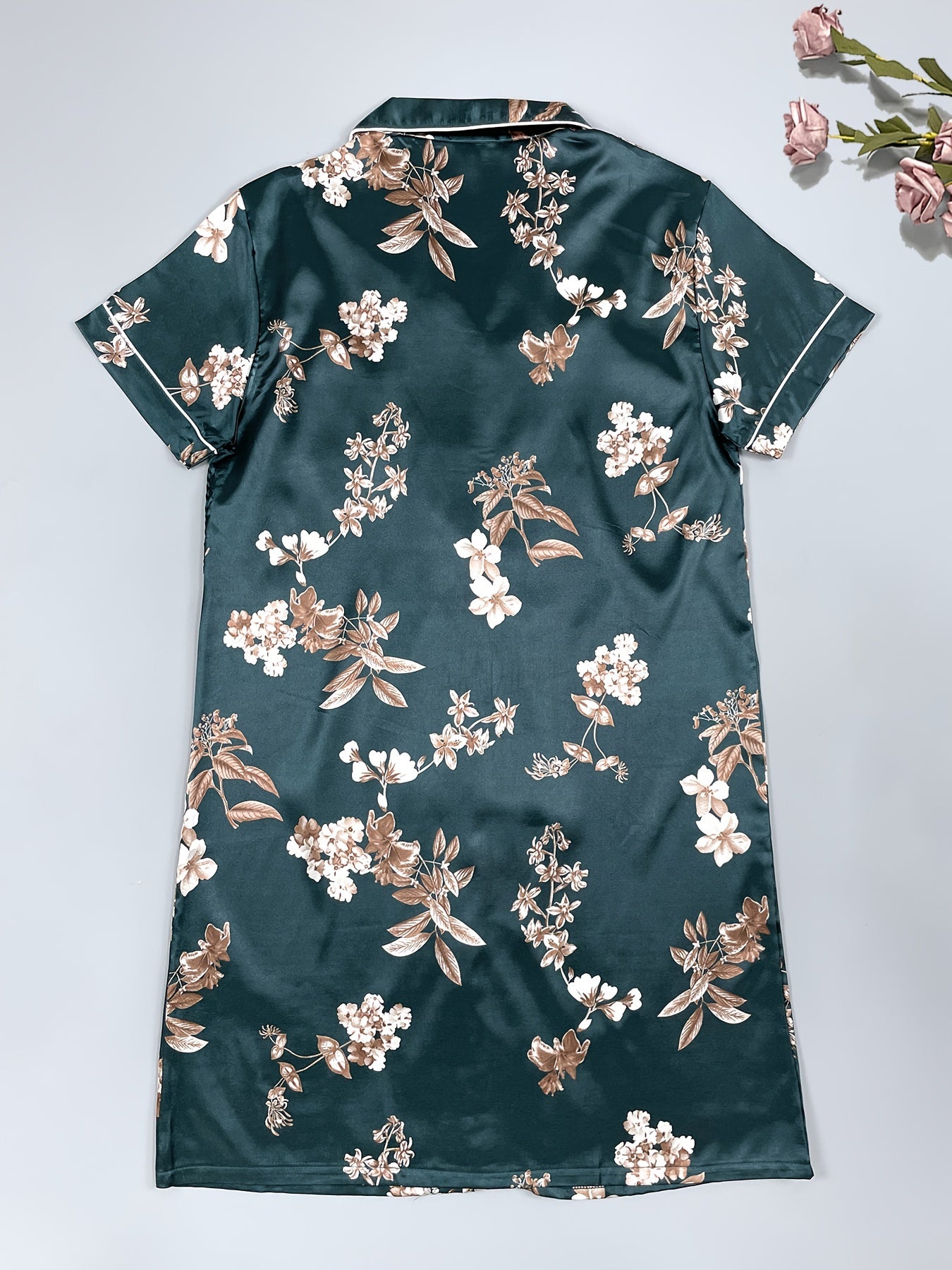 Floral Print Short Sleeve NightDress Pajama Dress Women's Sleepwear