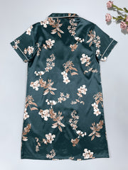 Floral Print Short Sleeve NightDress Pajama Dress Women's Sleepwear