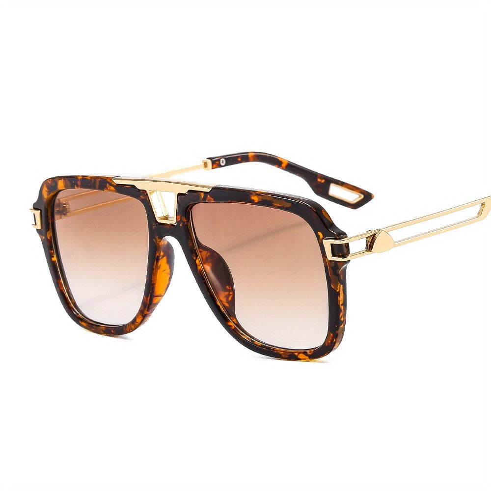 Square Metal Aviator Sunglasses Hollow Out Temple UV400