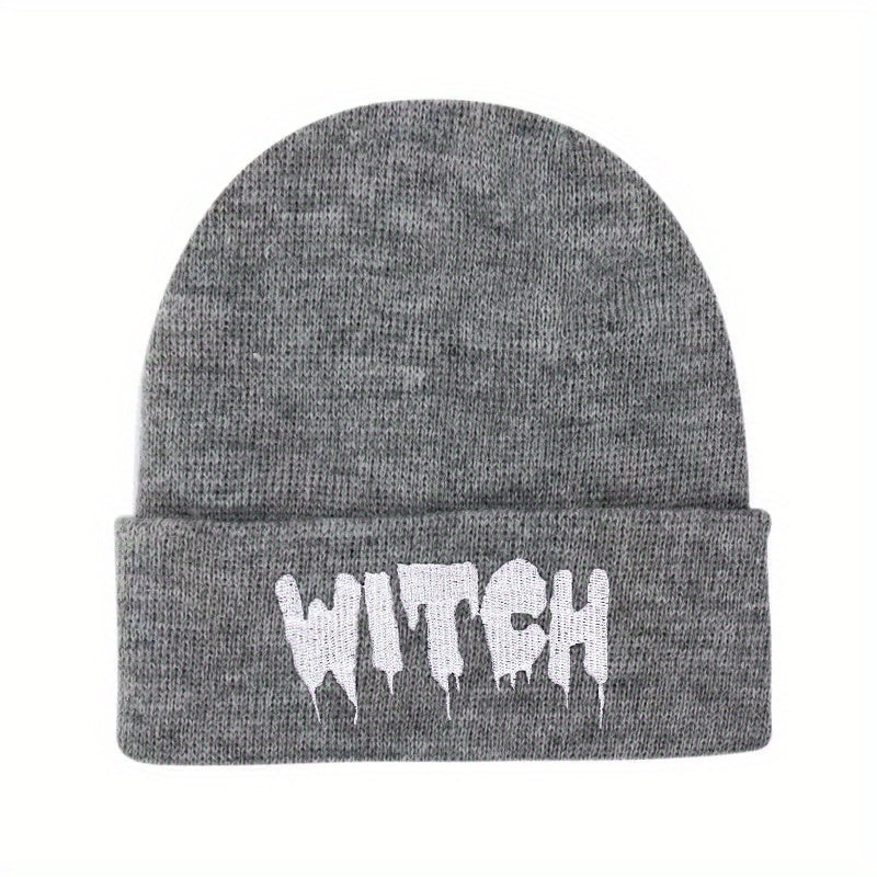 Halloween Witch Punk Hat Embroidered Knitted Warm Hat
