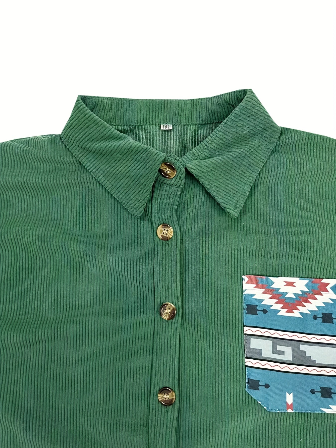 Colorblock Southwestern Print Button Up Blouse
