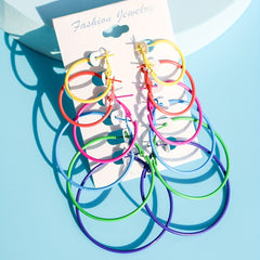 6pcs Exaggerated Rainbow Candy Earrings Set
