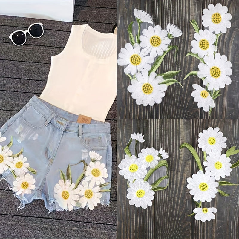 Embroidered Applique Daisy Patches Sewing Large Small Chrysanthemum Patch