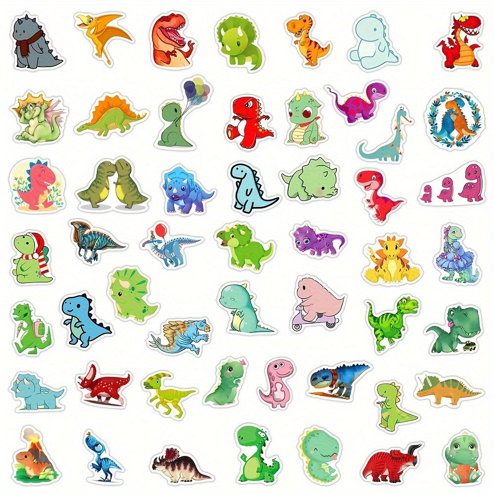50 Cartoon Dinosaur Series Graffiti Stickers for Various Surfaces