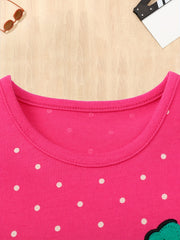 Girls Cartoon Embroidery Long Sleeve T Shirt Top