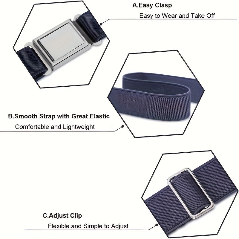 2 Pack Kids Magnetic Belt Elastic Easy Buckle