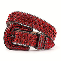 Red Rhinestone Belt Strap for Western Cowgirl Bling Crystal