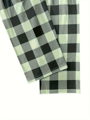 Checkerboard Print Yoga Pants Wide Legs Women's Activewear