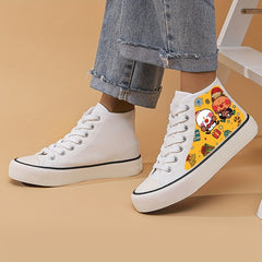 Christmas Cartoon Print Lightweight High Top Canvas Sneakers