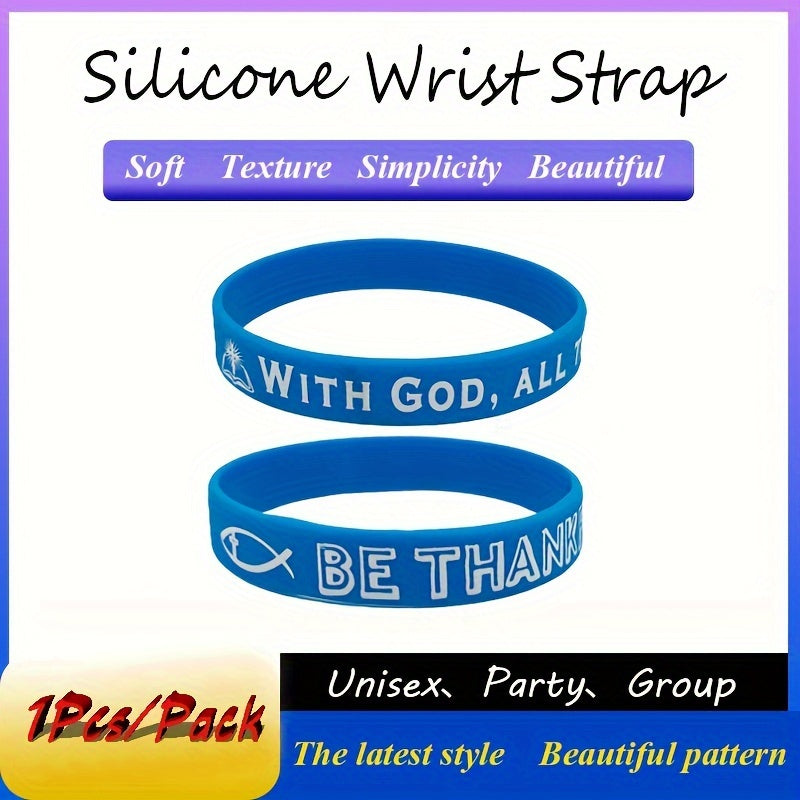 1Pcs Pack Colorful Pattern Thank You Gratitude Silicone Bracelet Wrist Band