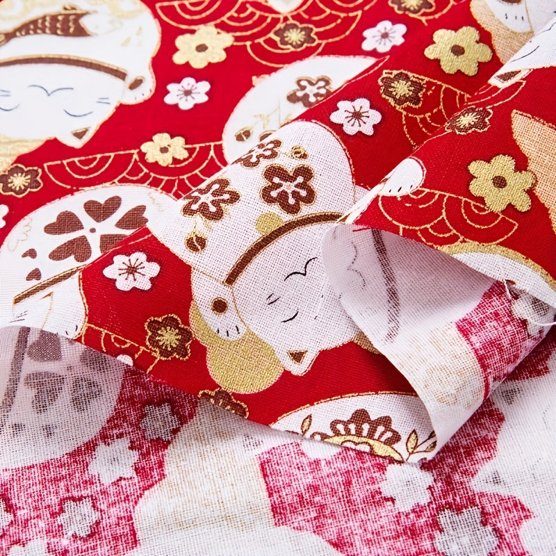 5pcs Red Cotton Fabric Bundles for DIY Sewing Quilting