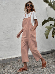 Casual Sleeveless Wide Leg Jumpsuit With Pockets Women's Clothing