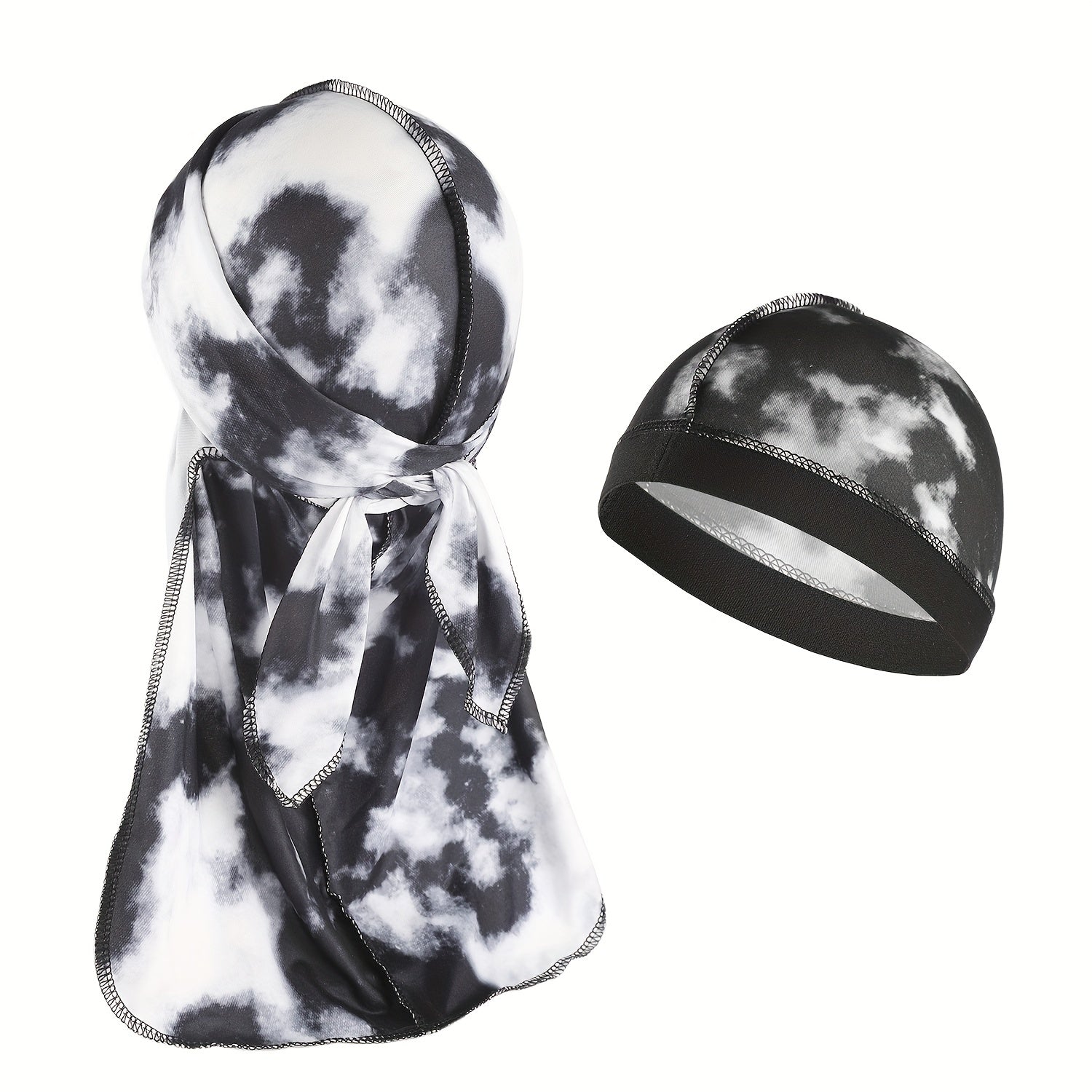 Spandex Durag & Wave Cap Set Hip Hop Head Wrap