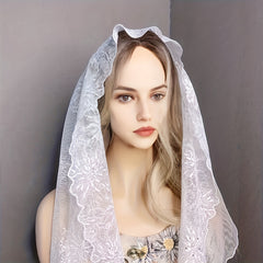 Lace Mantilla Veil Mesh Head Covering for Wedding Bridal