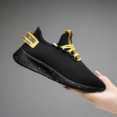 Men's Knit Letter Print Running Sneakers Soft Anti-skid Shoes